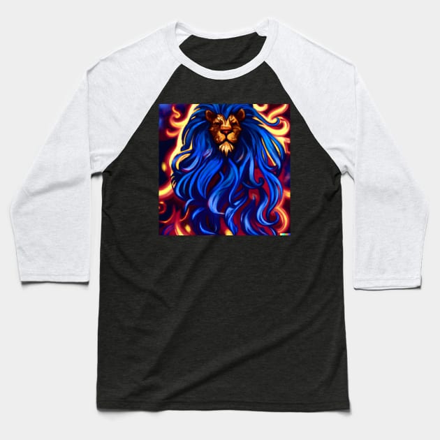 MYSTIC BLUE LION Baseball T-Shirt by ALLTHINGSMINv